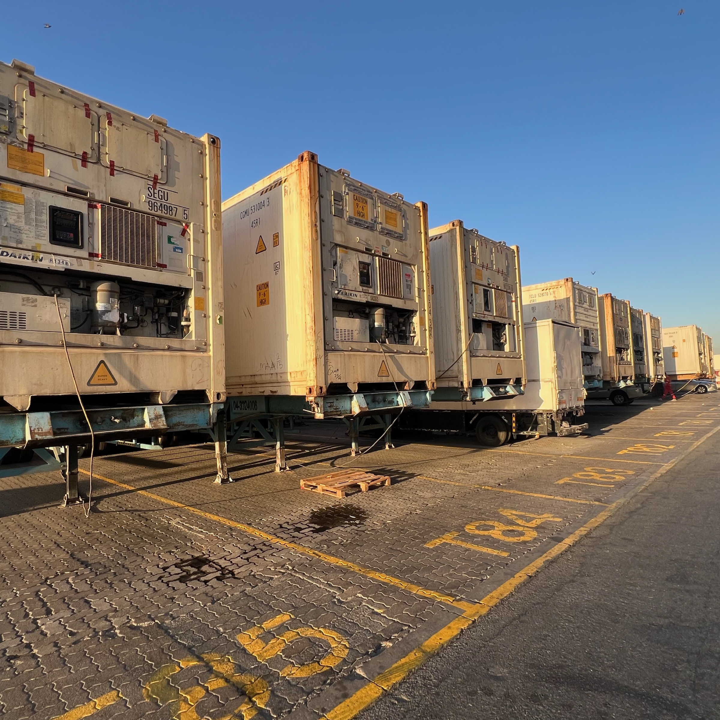 Cold-chain containers at Al Aweer market